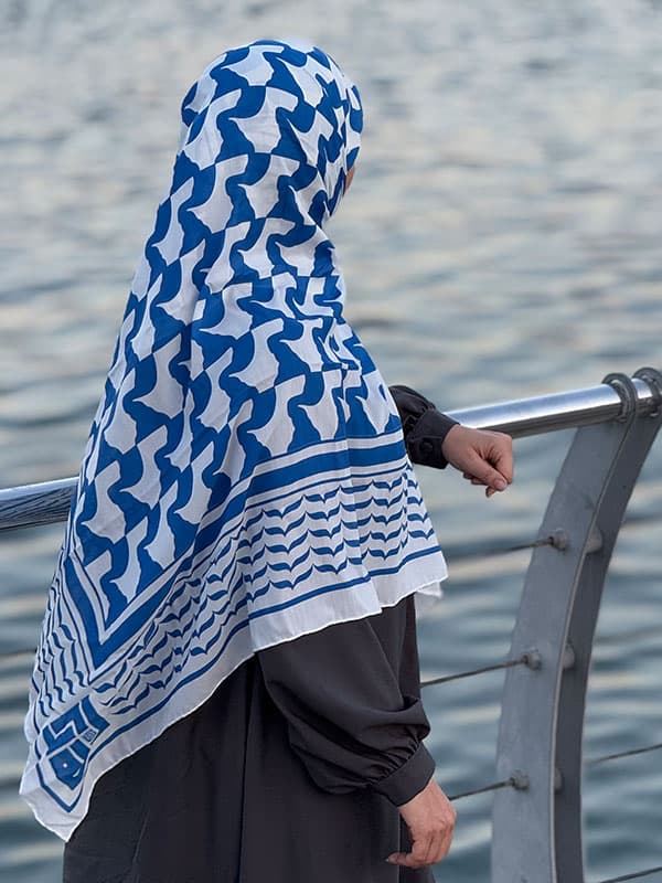 روسری هرمز - رنگ سفید آبی